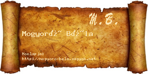 Mogyoró Béla névjegykártya